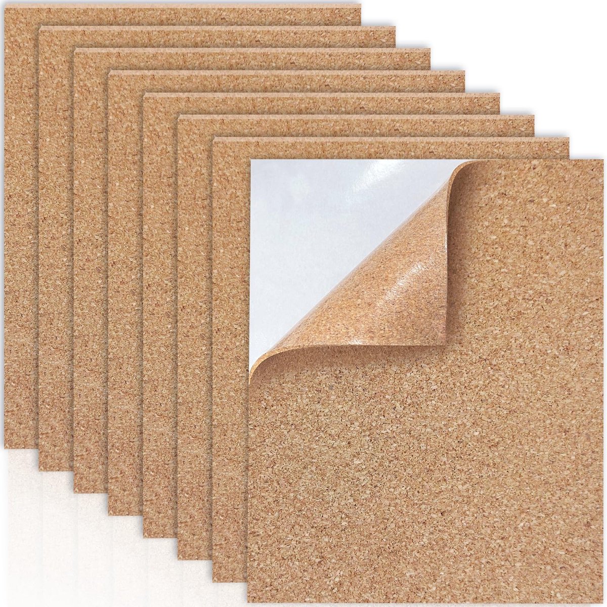 Dailygoods- Kurkvellen 8 stuks - Zelfklevend - 30 x 21 cm - 1/2 mm dik - Wanddecoratie - Handwerk - Hoogwaardige kurk - Kurkplaat
