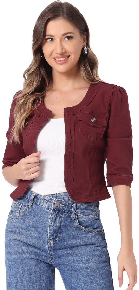 Dailygoods - Dames Jeansjacket met 3/4 Mouwen - Lila, Casual en Stijlvol