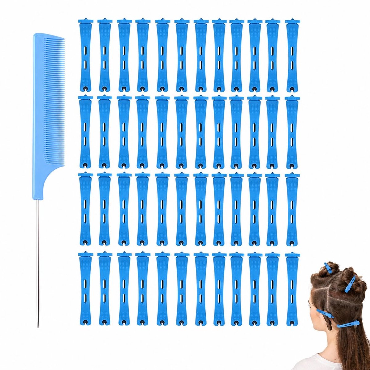 Dailygoods - 50 Stuks Haarrollers voor Permanente Krullen - Inclusief 2 Kammen