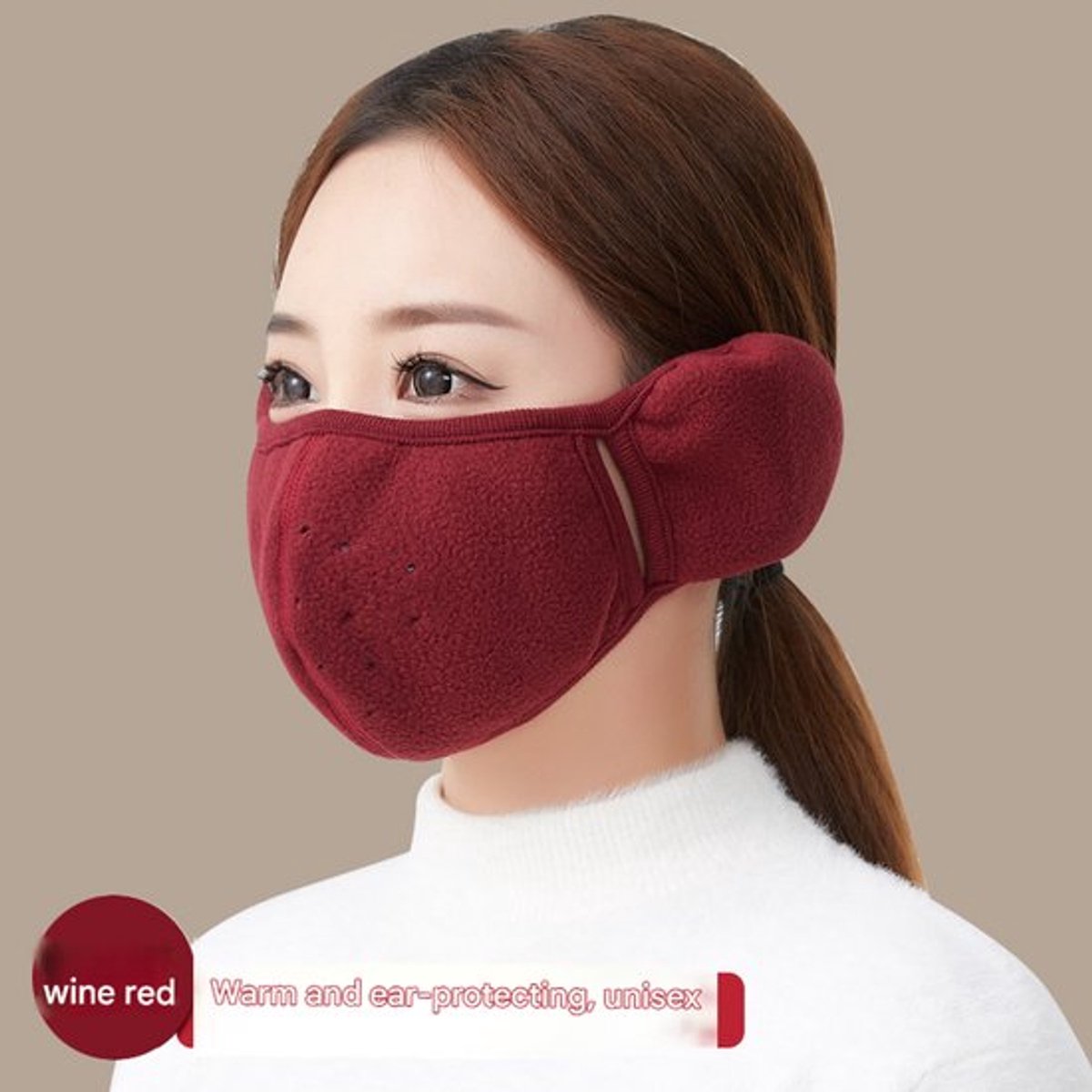 Nieuw warm herfst-/wintermasker, 2-in-1, koudebestendig, ademend, winddicht, 3D fleece oorbeschermer voor op de fiets.