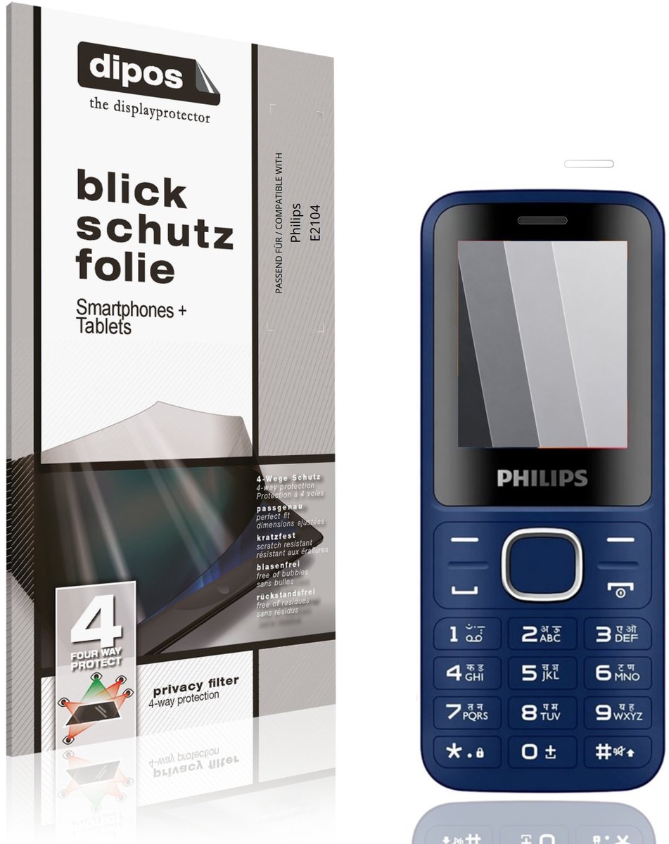dipos – Matte Privacy Screenprotector geschikt voor Philips E2104 | Anti-Spy Beschermfolie