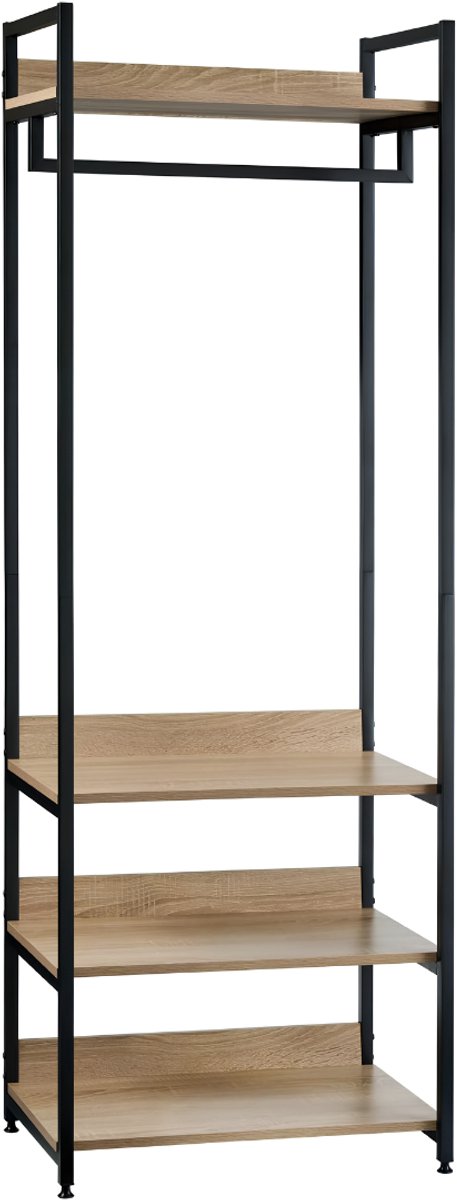 JCP® Kapstok met Schoenenrek - Laadcapaciteit 20kg - Kledingrek - Kapstok - Bruin/Zwart - 36cm x 56cm x 170cm
