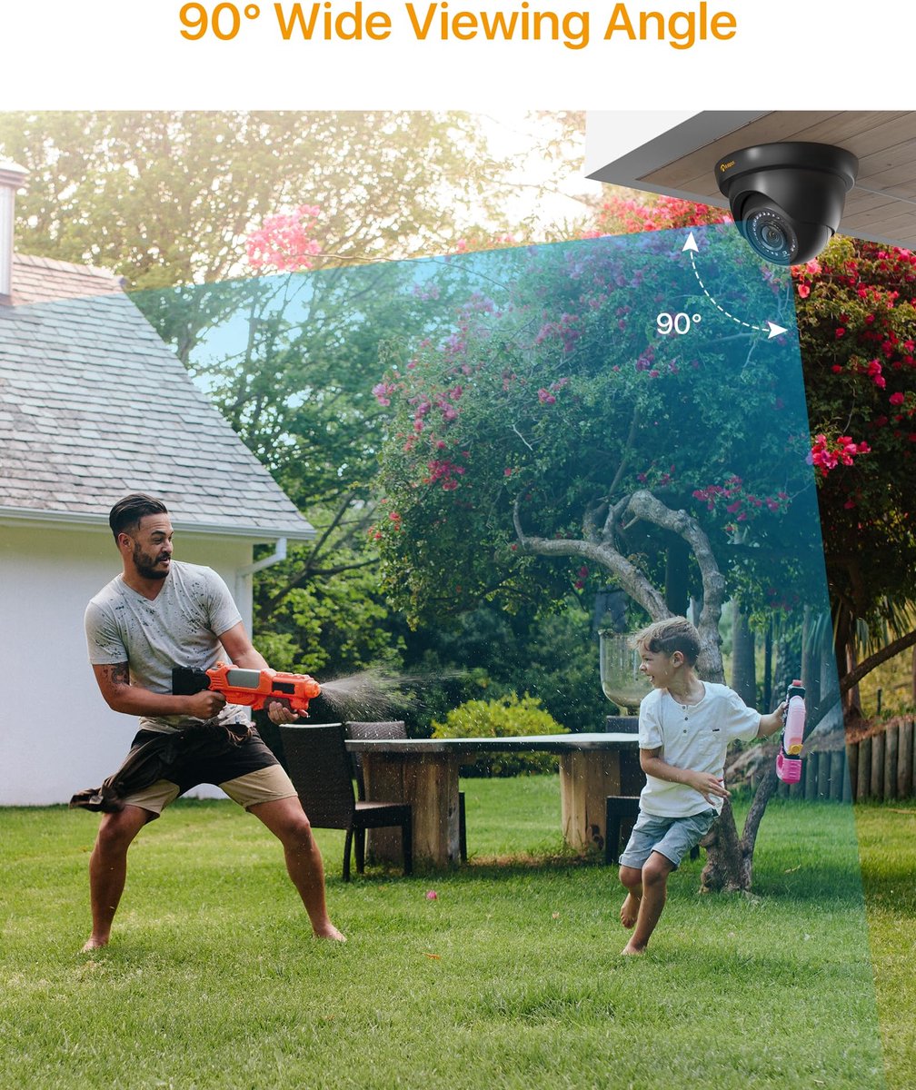 SnelShoppen - 4X 2MP 1080P Dome Bewakingscamera Buiten met BNC-kabel, Oplader, 20M IR Nachtzicht, Compatibel met 1080P TVI DVR