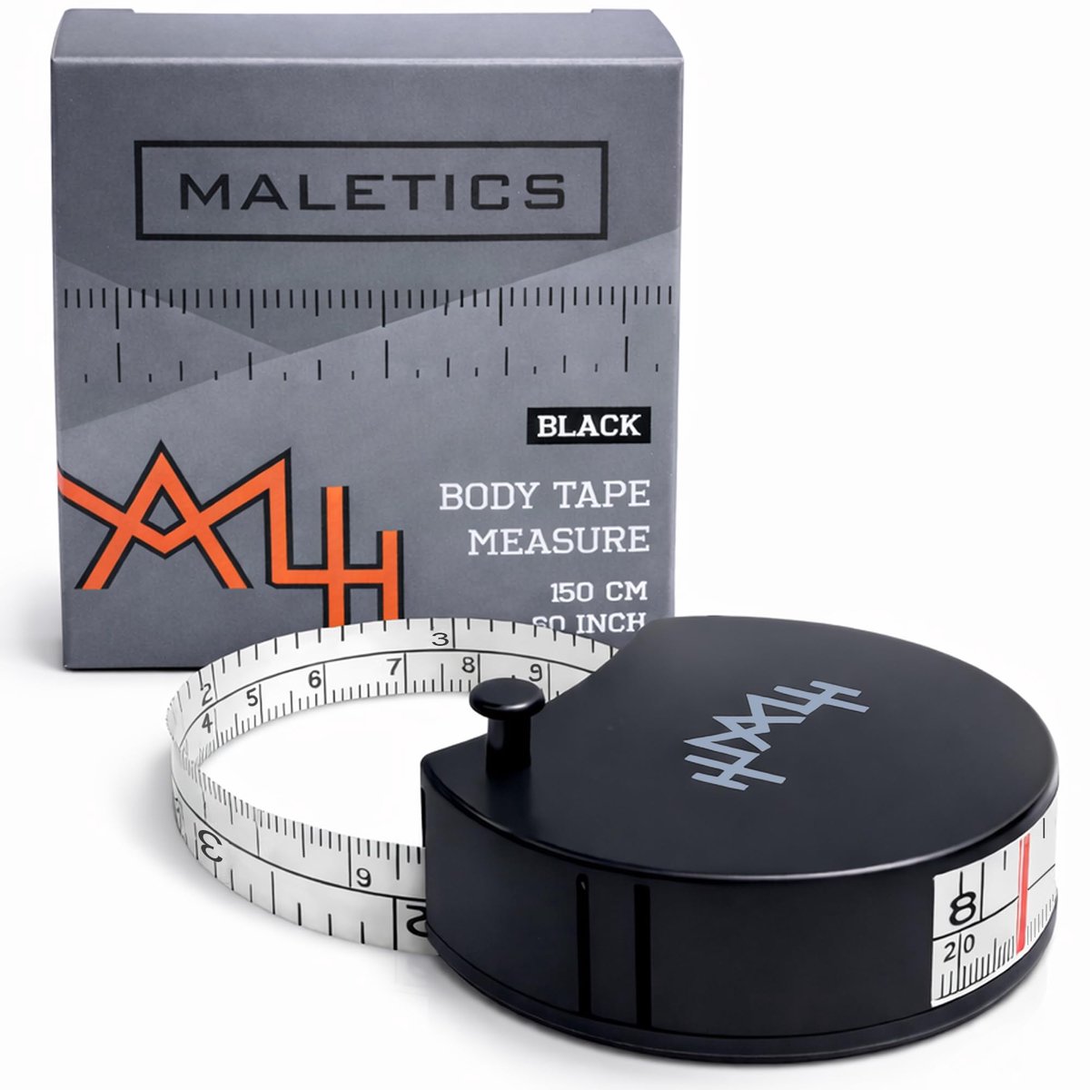 SnelShoppen - MaLetics Body Tape Meetlint met Pin-Lock - Dubbelzijdig 150 cm / 60 Inch - Compact Mini Meetapparaat voor Gewichtsverlies, Fitness Track