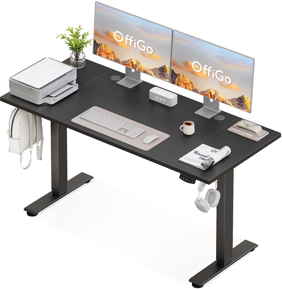 SnelShoppen - Hoogte Verstelbaar Bureau 160 cm Elektrisch, Ergonomisch Gaming Bureau met Geheugenfunctie, Modern Computerbureau Thuis, Zwart