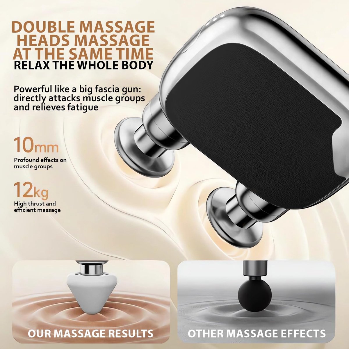 SnelShoppen - Professioneel Mini-Spiermassagepistool - Draagbaar Massageapparaat met Dubbele Koppen - Ontspanning voor Spieren - Cadeau voor Heren, Da