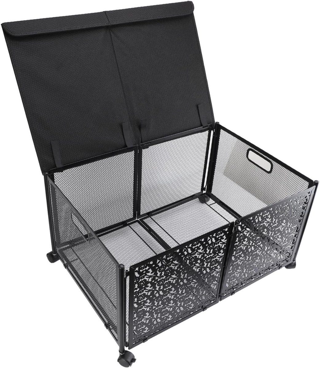 Opvouwbare Speelgoedbak - Opbergkist Wielen - Kinderkamer Organiseren - Met Wielen en Handvat - 70L - Zwart