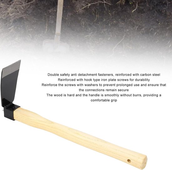Tuinhaard met Houten Handvat - Schoffel Tuin - Onkruid Wieden - Dubbele Klinknagels - 40 x 17 cm - Niet gespecificeerd — afbeelding 2