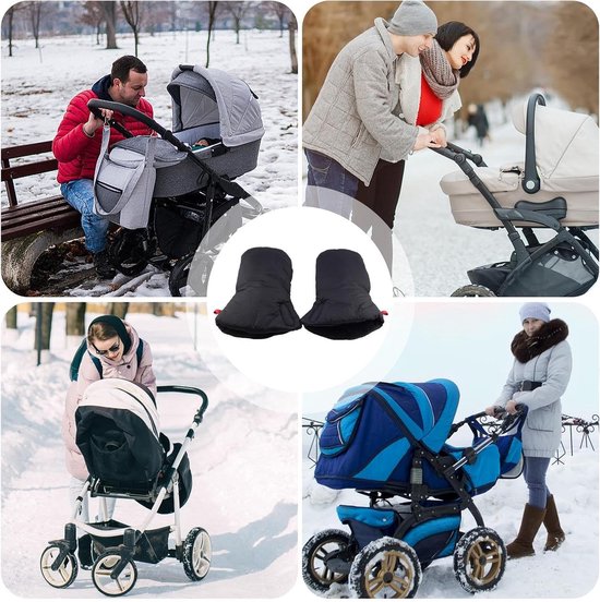 Kinderwagen Wanten - Handmof Kinderwagen - Handen Warm Houden - Extra Dik Fleece - 20 x 25 cm - Zwart — afbeelding 5