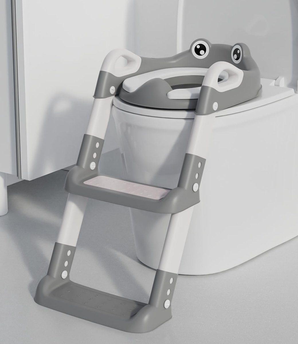 SnelShoppen - Toiletbril voor Kinderen met Trap - Verstelbare Toilettrainer met PU-bekleding - Opvouwbare en Antislip WC-bril met Spatbescherming voor