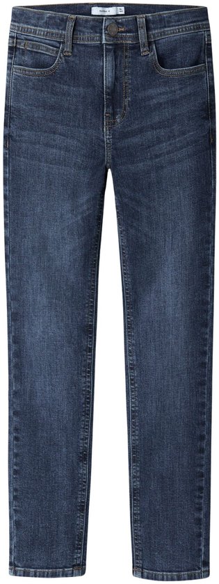 Donkerblauwe spijkerbroek voor jongens, slim fit, met ritssluiting.