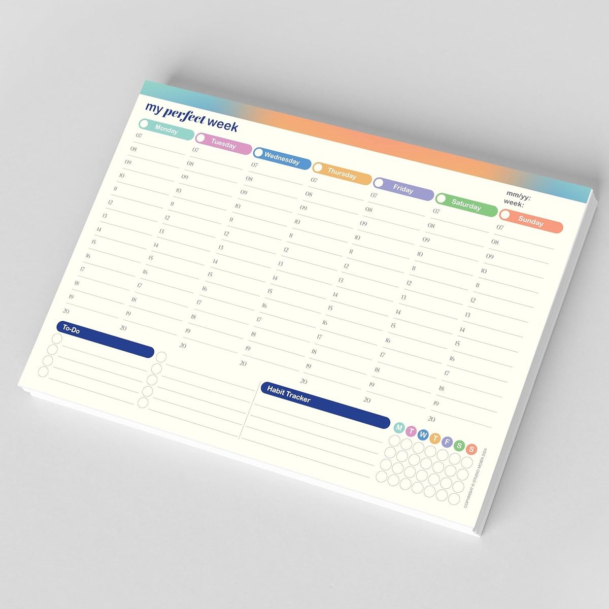SnelShoppen - 50 Vellen Weekplanner A4 - Bureauonderlegger, Dagplanner, Takenlijst, Gewoonte-Tracker, Zonder Datum voor Familie, School, Kantoor - 29,