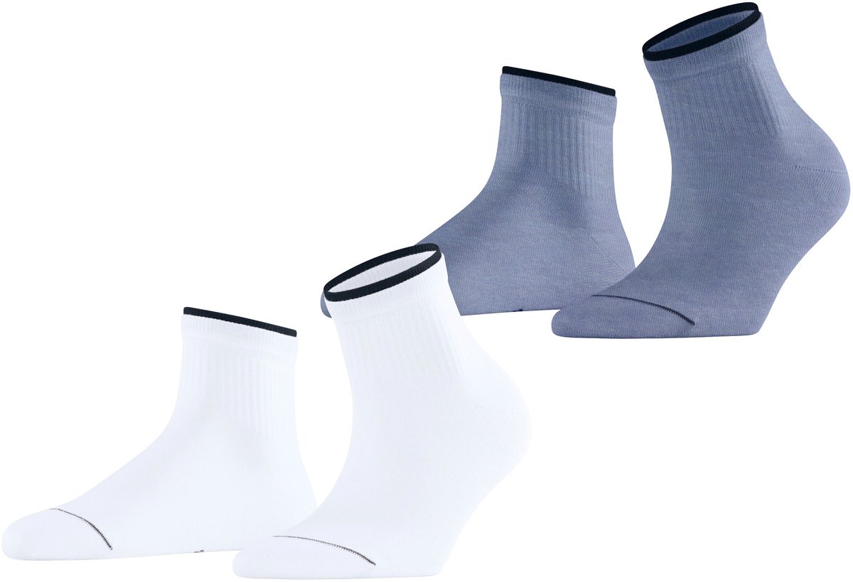 Esprit Double High Cuff 2-Pack kort eenkleurig katoen Multipack Korte sokken dames veelkleurig - maat 35-38