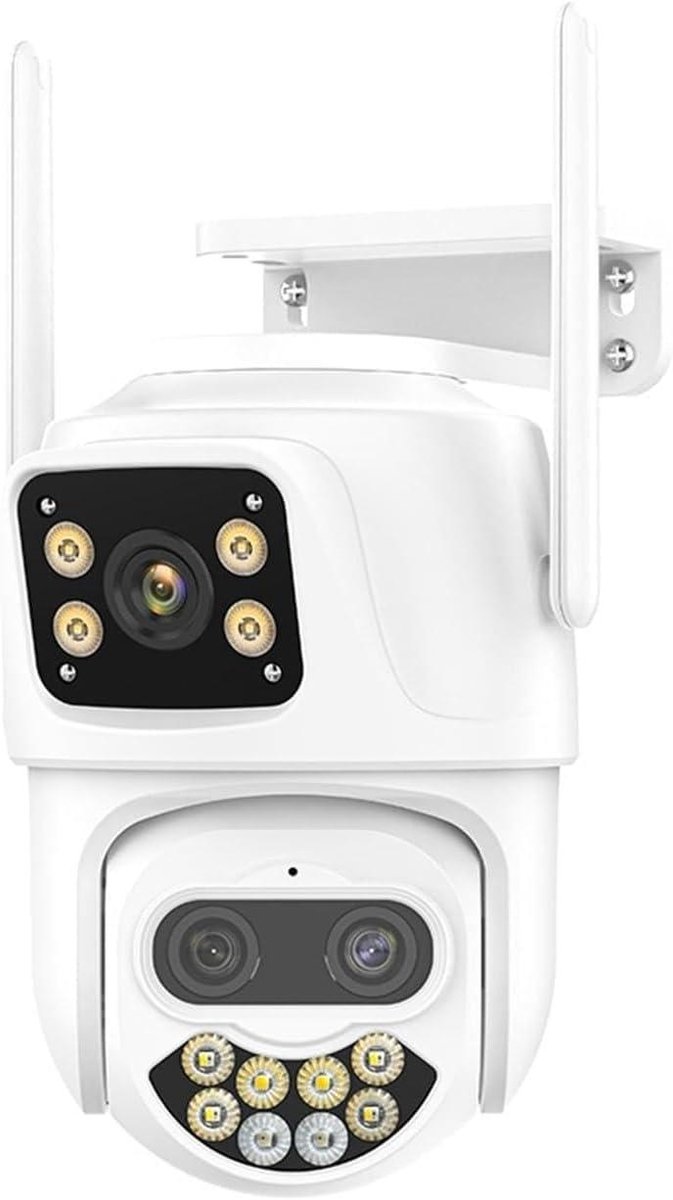 Beveiligingscamera Buiten - PTZ Camera HD Camera - Woning Beveiligen - Dubbel Scherm PTZ - 9MP - Wit