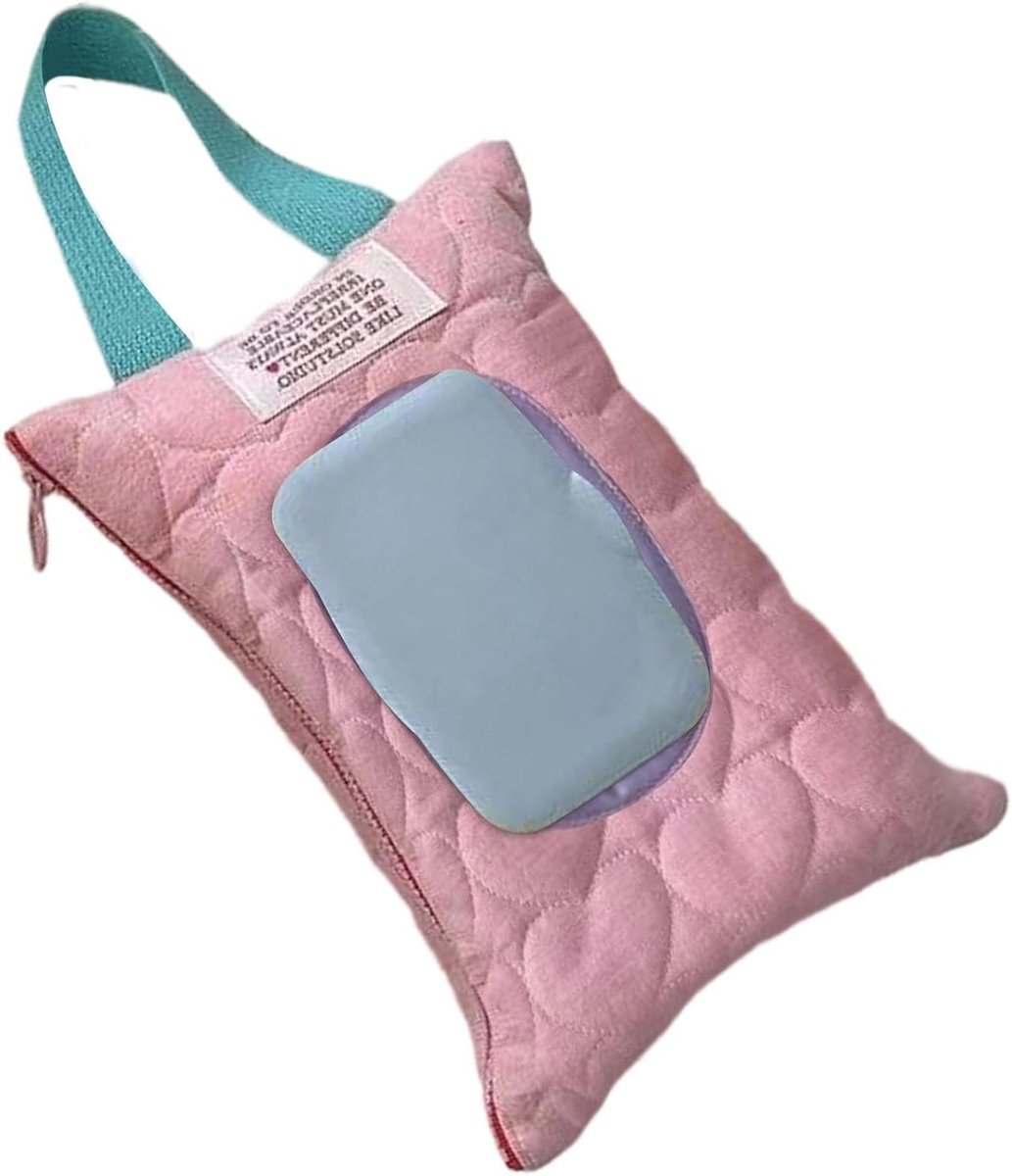 Luierdoekhouder - Dispenser voor doekjes - Onderweg hygiëne - Dubbellaags ontwerp - 23 x 17 cm - Roze