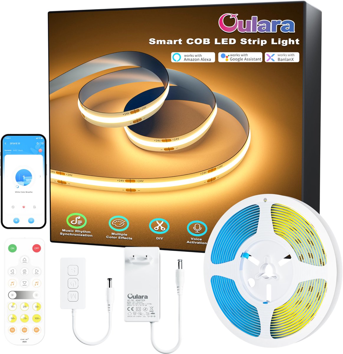 SnelShoppen - Dimbare WiFi-COB Ledstrip 6m Warmwit 2700K - Onder de Kast Verlichting - Geschikt voor Alexa - Flexibel en Energiezuinig voor Keuken en