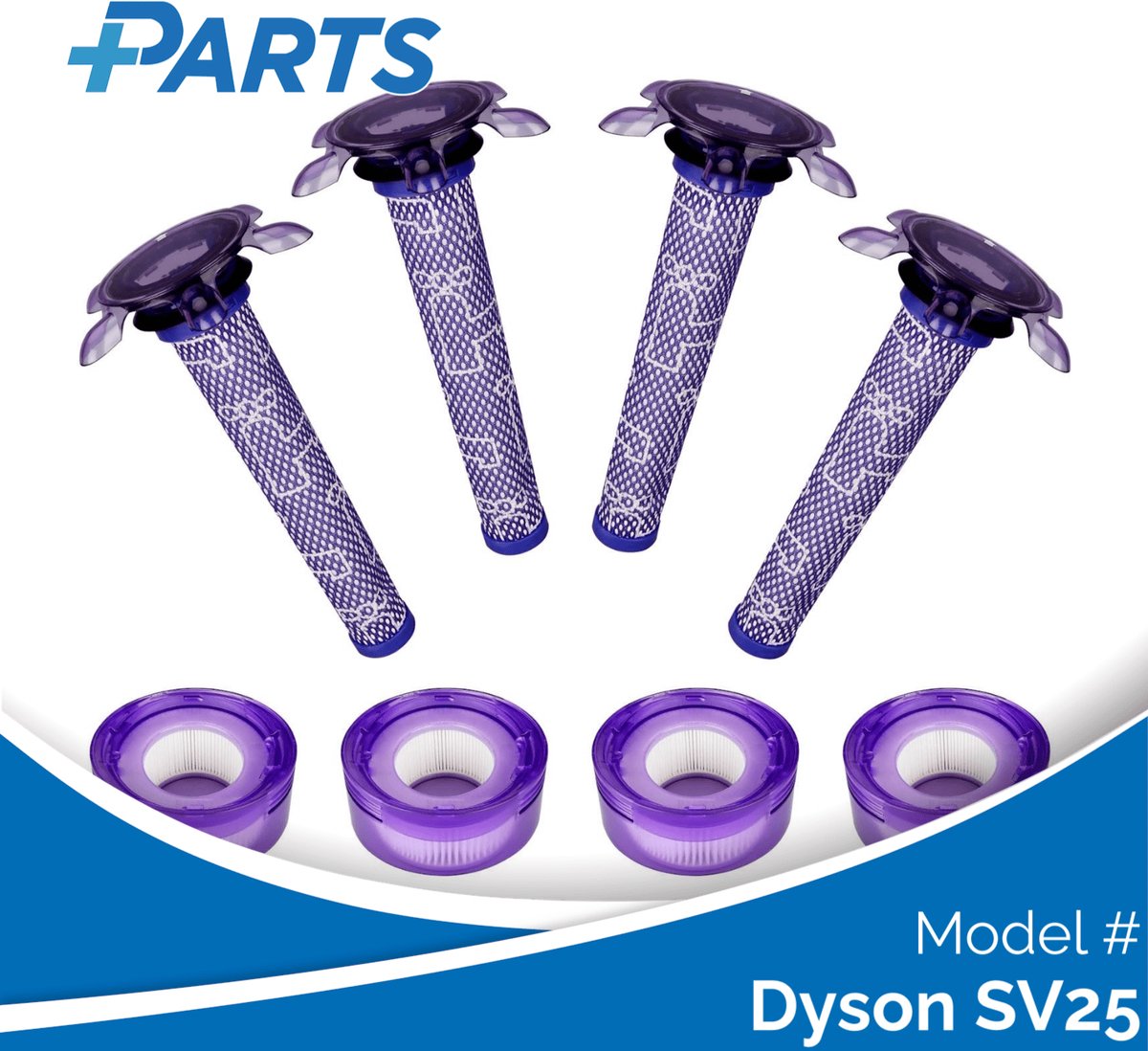 Dyson SV25 Filters (8 Stuks, Plus.Parts® alternatief voor 965661-05 / 967478-05)