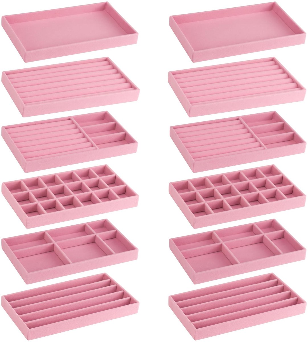 Dailygoods - 12 Stuks Stapelbare Sieradenschalen van Fluweel - Organizer voor Oorbellen en Ringen