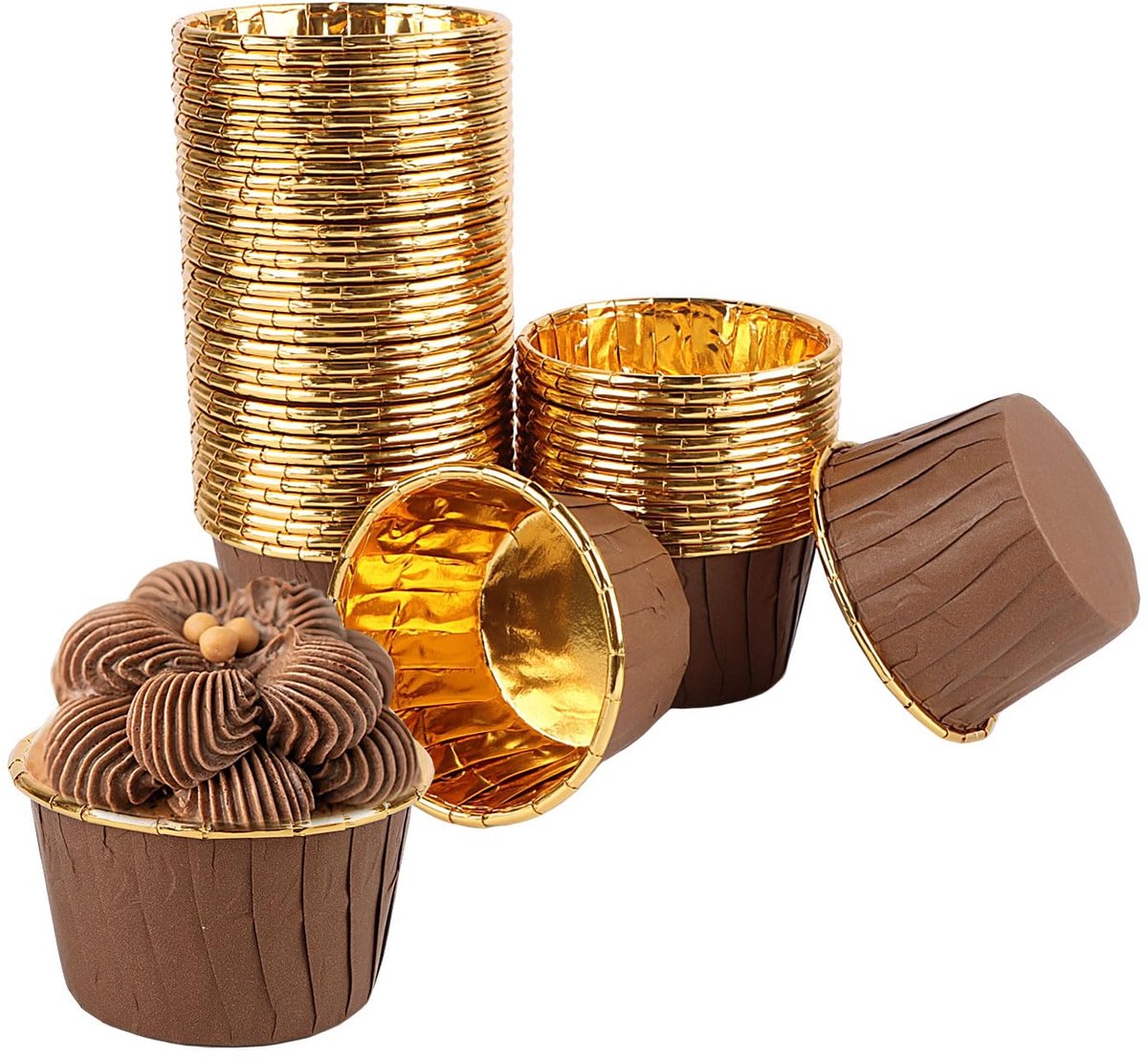 Dailygoods - Pakket van 100 Papieren Muffin Vormpjes - Wegwerp Aluminium Folie Bakbekers