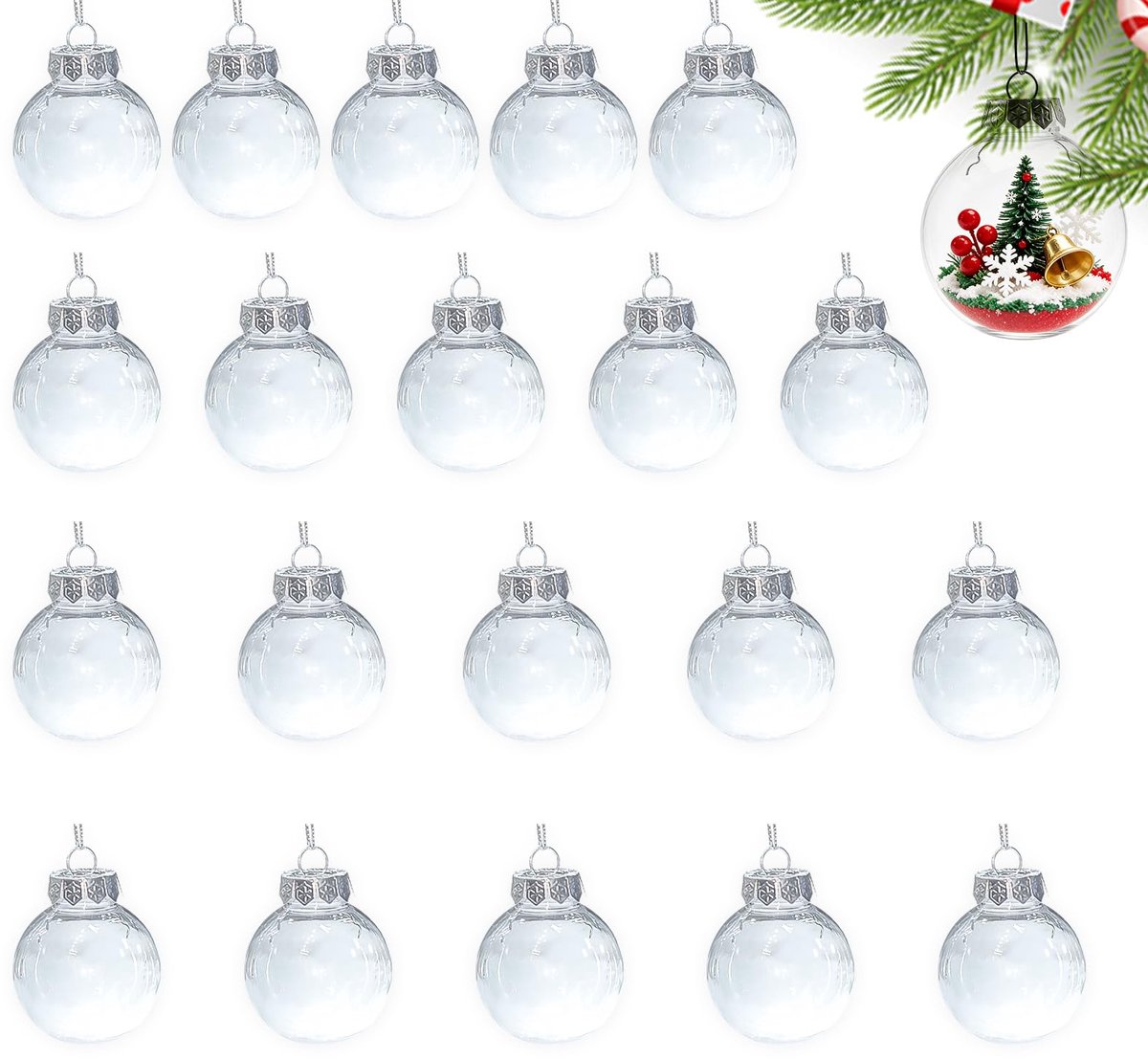 Dailygoods - 20 Stuks Transparante Kerstballen - Vulbare DIY Kerstdecoratie