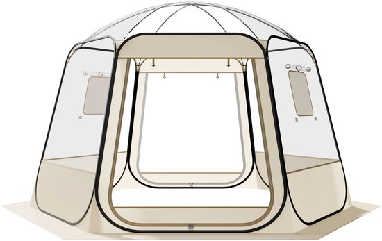 Pop-Up Bubble Tent, 336x305x220 Cm, Transparante Campingtent, Tuinkoepel Iglo Tent met Ramen, 540° Panoramisch Uitzicht, Geschikt voor 8-10 Personen, Terras en Achtertuin — afbeelding 2