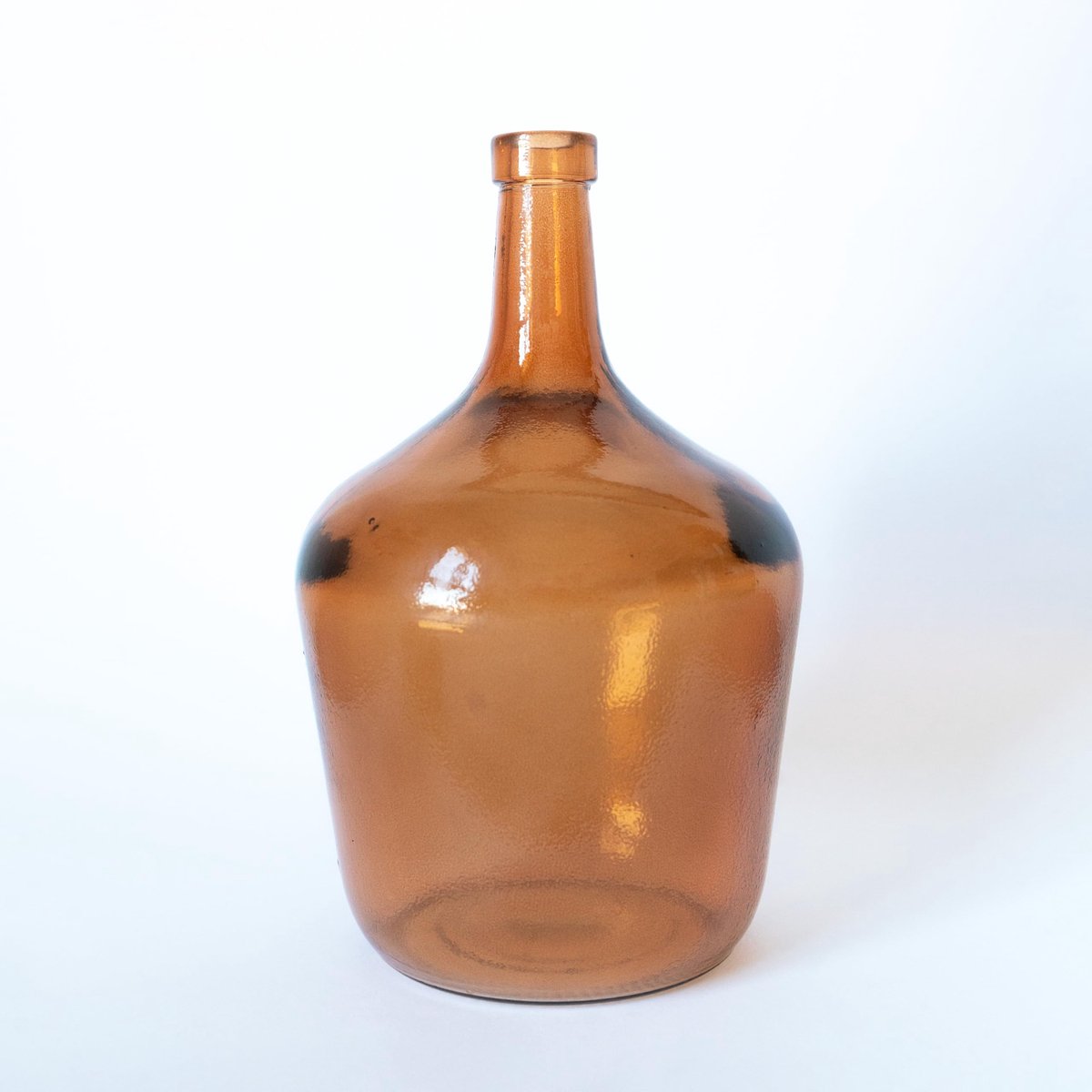 SnelShoppen - Damajuana Glazen Decoratieve Fles 2L - Handgemaakte Vaas Mediterrane Stijl - Barnsteen Kleur voor Huis en Tuin, Perfect voor Feest en De