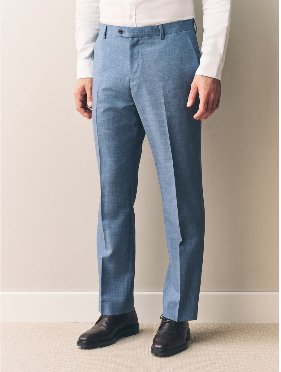 Next - Heren - Regular Fit Signature Nova Fides 100% Italian Wool Suit Trousers - Blauw