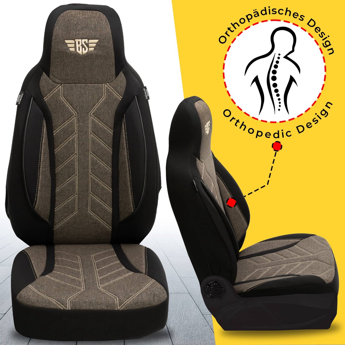 Premium Camper stoelhoezen voor Pössl Summit Shine PLKT212 in Zwart/Bruin (2 losse stoelen)