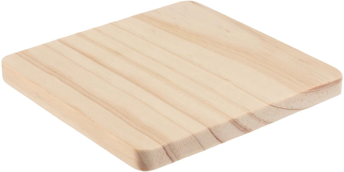 Houten Onderzetters 40 Stuks - 10x10 cm - Antislip Voetmatten - Blanco - Natuurlijke Houtkleur - Voor Knutselen