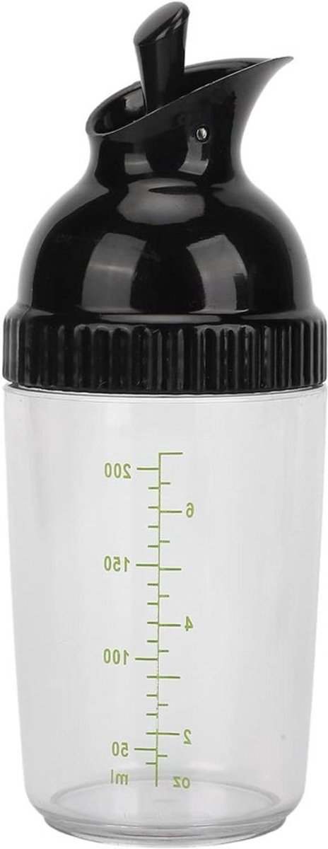 Saladedressing Mixer Shaker Fles 200ml Lekvrij met Deksel en Schaal