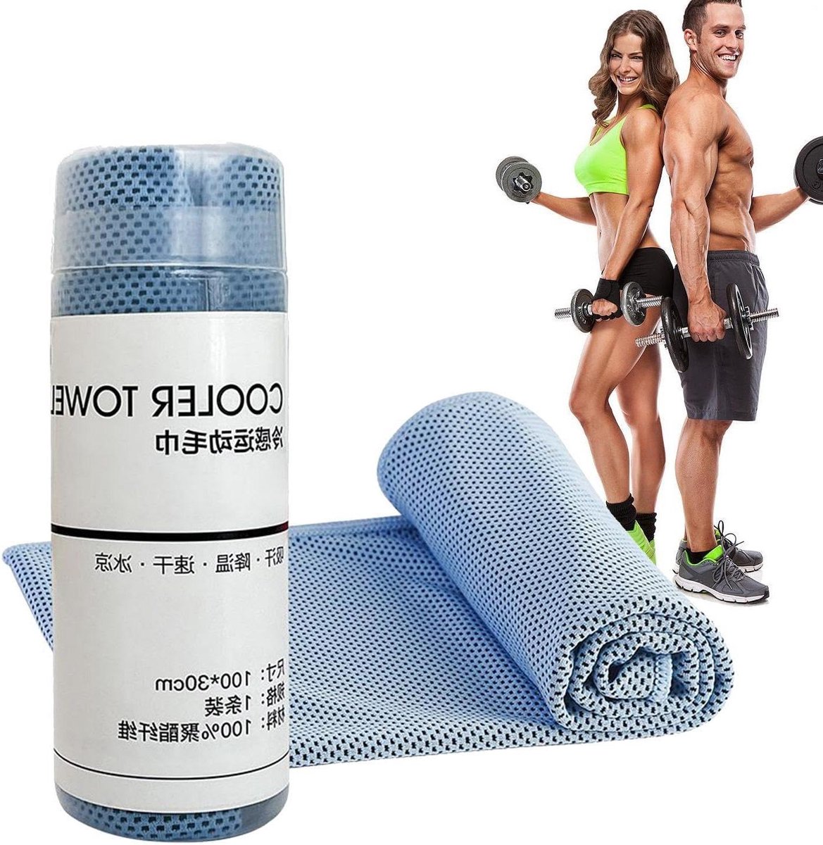 Koude Handdoek - Koel Sport Handdoek - Sporten en Fitness - Direct Koelend Effect - 16.3 x 6.7 cm - Lichtblauw