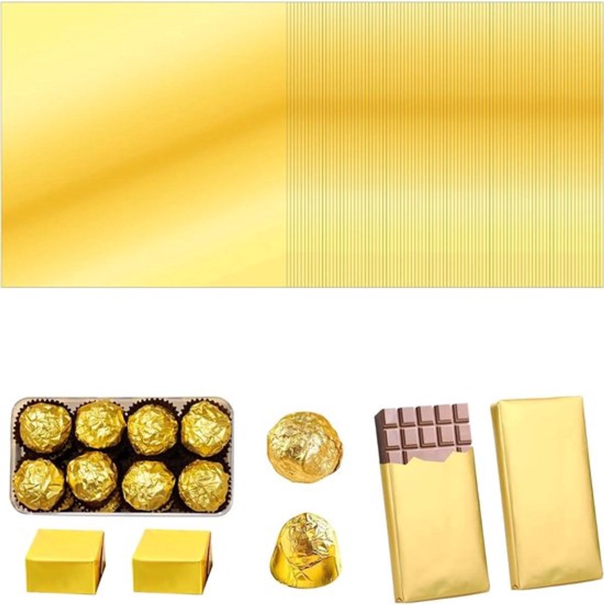 Cadeaupapier 100 vellen voor bonbons Kerstmis bruiloft - aluminium chocolade bewaren snoep - extra dikke achterkant papier