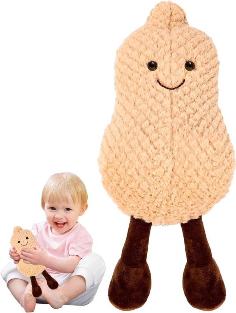 Glimlachende Pinda Pluche Pop 35 cm voor Kinderen - Zacht Pluche Dier met Amuseable Design - Grappig Cadeau