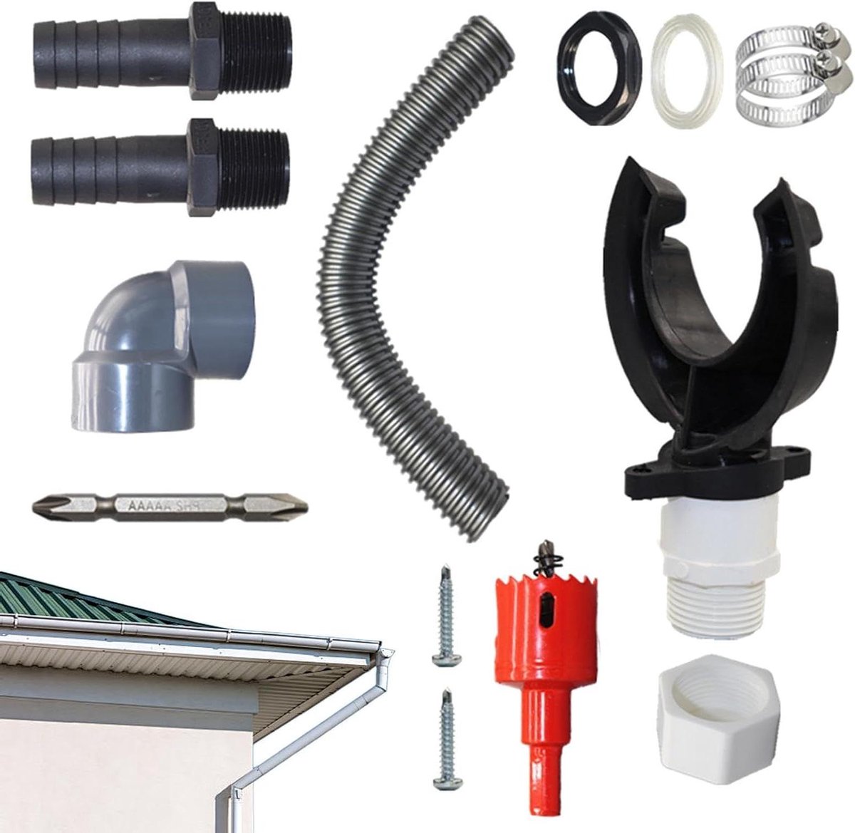 Regenton Connectorset - Regenwater Opvangsysteem - Duurzaam Tuin Bewateren - Flexibel PVC en Rubber - 113 Pond - Niet gespecificeerd