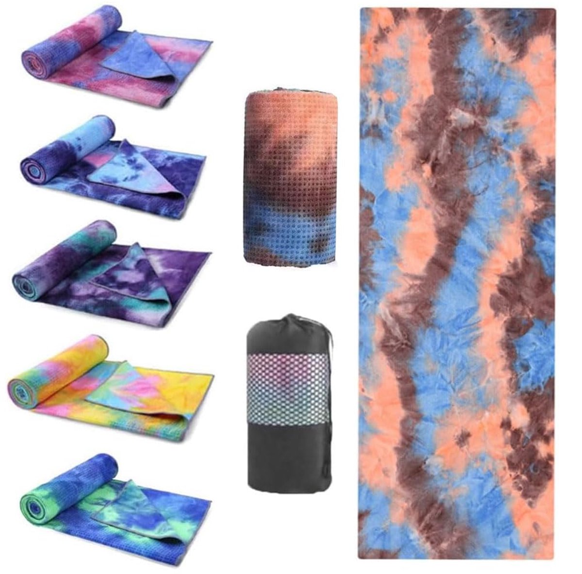 SnelShoppen - Antislip Yogahanddoek - Sneldrogende Microvezel Yoga Deken met Grip Stippen - Super Zacht en Zweetabsorberend - Ideaal voor Hete Yoga, P
