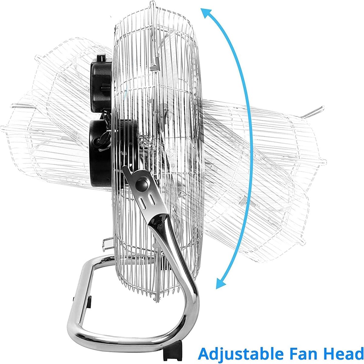 SnelShoppen - Vloerventilator 16" - Chrome Draagbare Koelventilator met 3 Snelheidsinstellingen - Ideaal voor Thuis, Sportschool en Kantoor - Hoge Sne