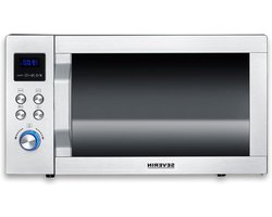 Magnetron met heteluchtfunctie - Oven magnetron - Snel maaltijden bereiden - Glazen bodem zonder draaiplateau - 25 Liter - Zwart RVS