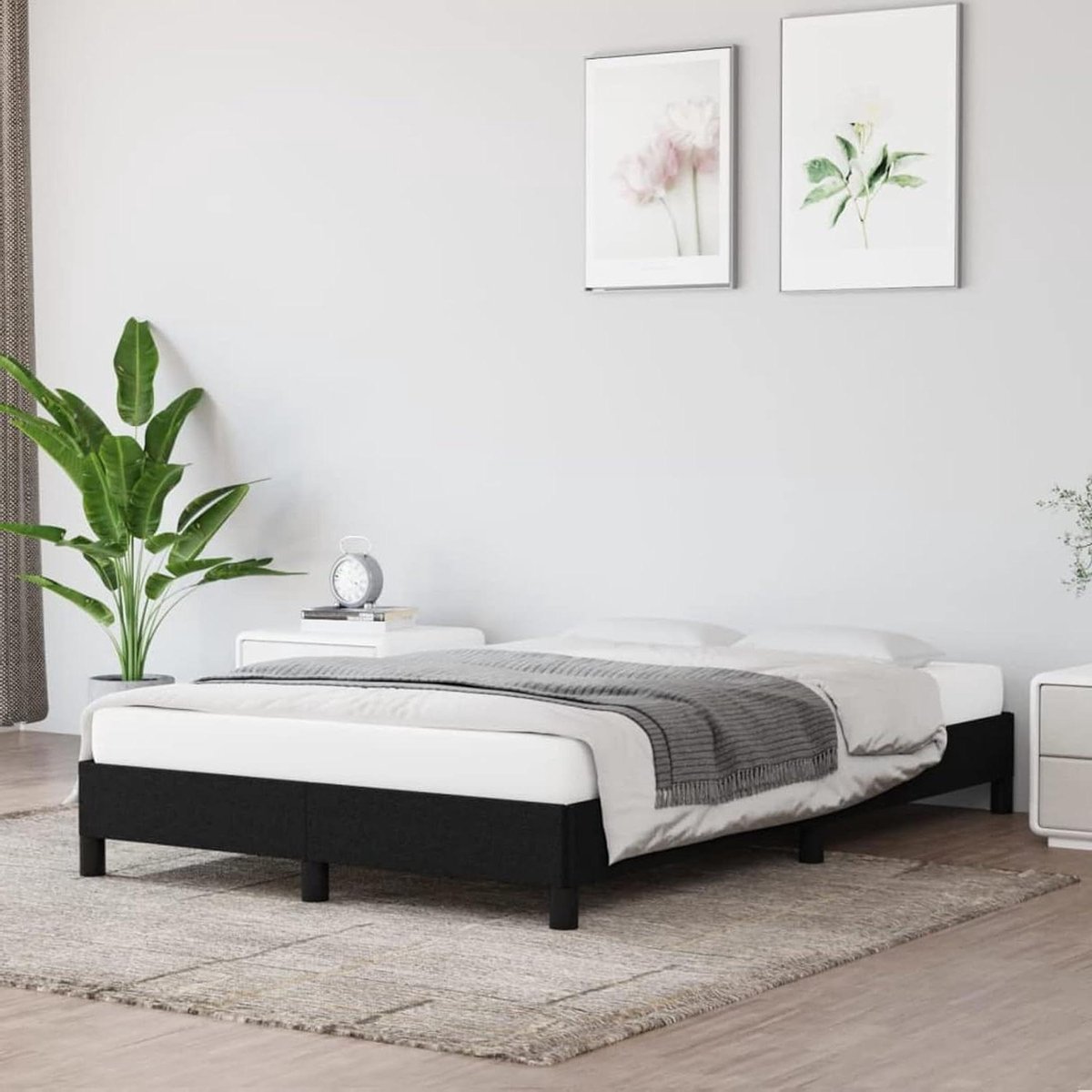 Bedframe met Lattenbodem - Eenpersoonsbed Frame - Goede Nachtrust - Robuust Materiaal - 120x200 cm - Zwart