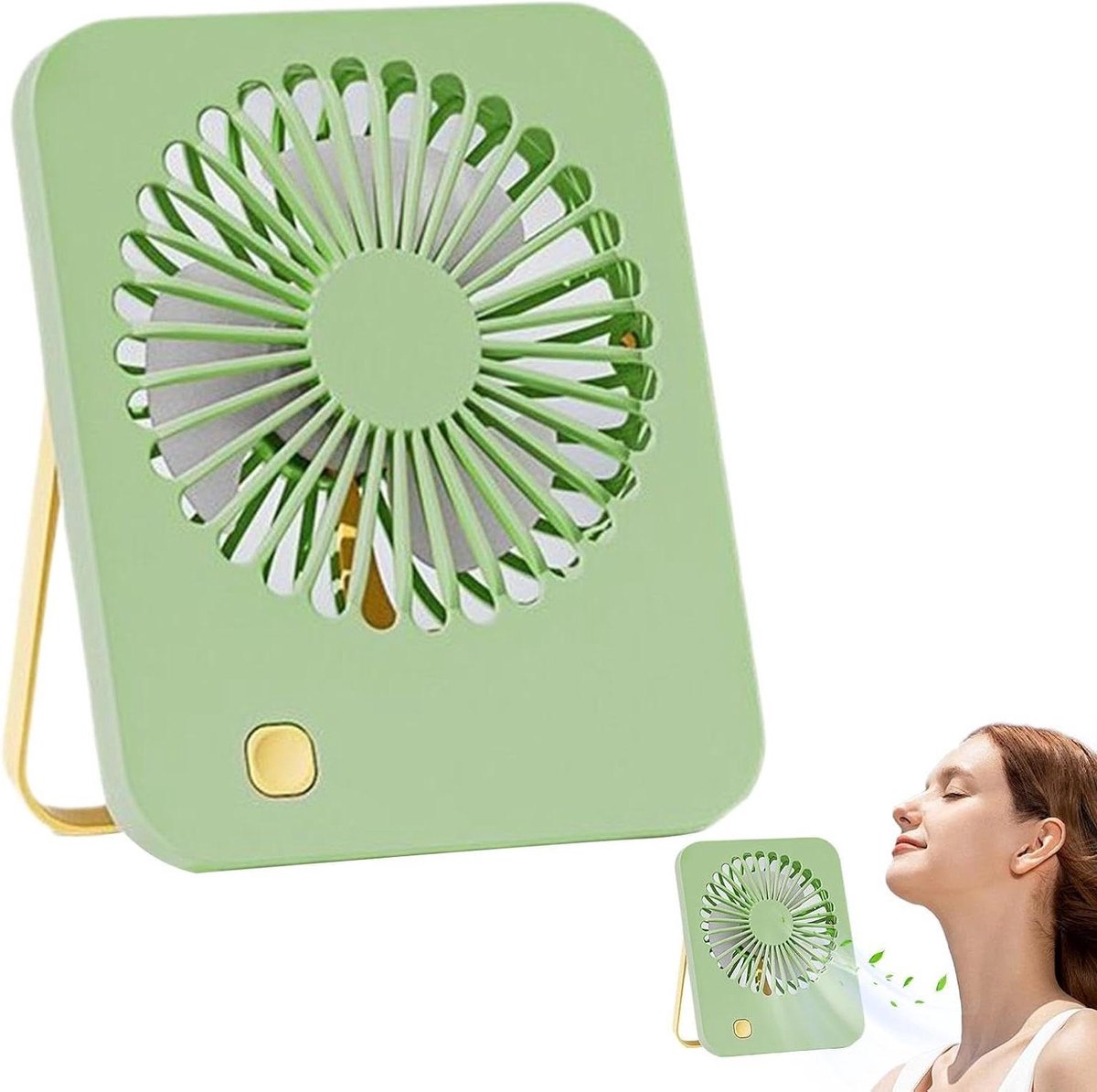 Bureauventilator - Kleine ventilator - Persoonlijke verkoeling - 180 graden draaibaar - 16.5x13.2x3.2 cm - Groen