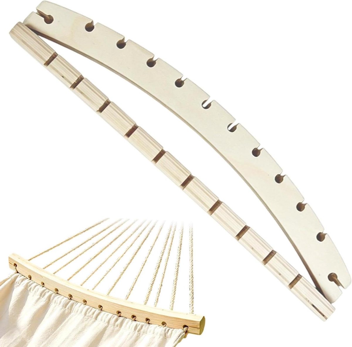 Hangmat Spreidstok - Hangmat Hout - Buiten Ontspannen - Afneembare Houten Stang - 50 cm - Houtkleur