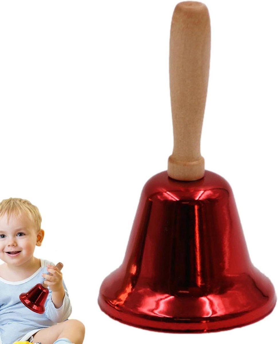 Handbel - Decoratiebel Feestbel - Feestelijke Aankondiging - Ergonomisch Ontwerp - 12 x 63 cm - Rood