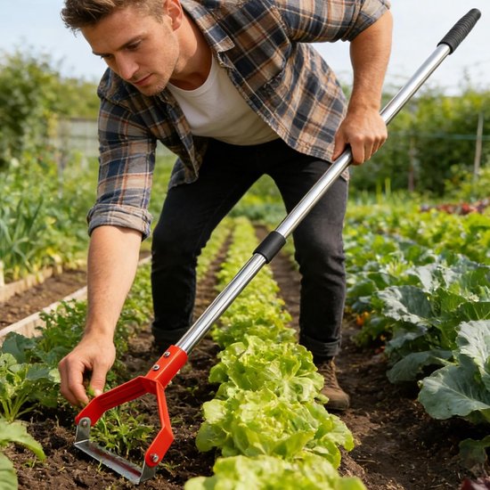 Tuinschoffel - Schoffel Onkruidwieder - Onkruid Verwijderen - Push-Pull Mechanisme - 41 x 16 x 11 cm - Groen van Tuinschoffel. — afbeelding 3