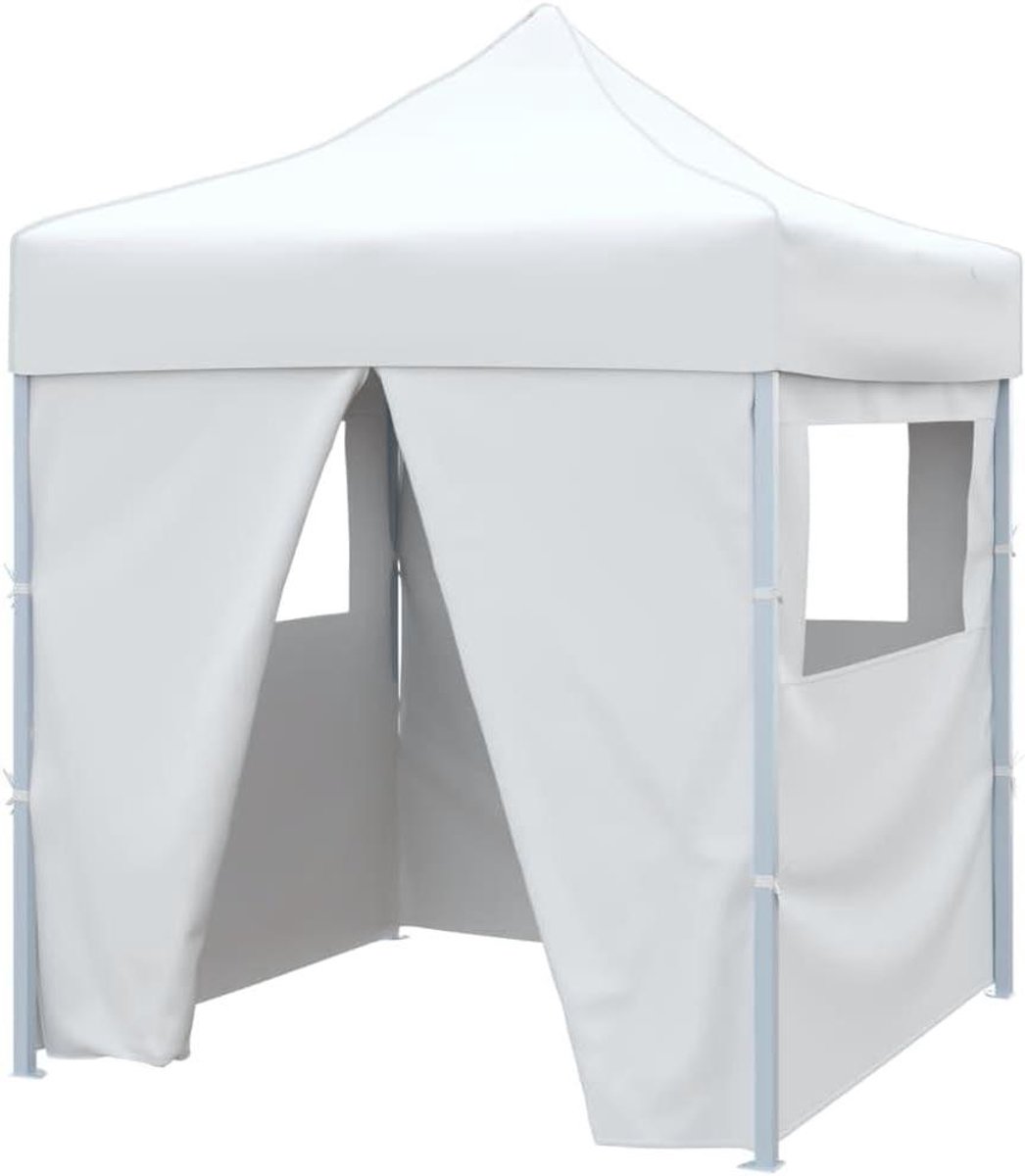 Partytent met Zijwanden - Paviljoen Tent Gazebo - Buitenfeesten Organiseren - UV- en waterbestendig dak - 2x2m - Wit