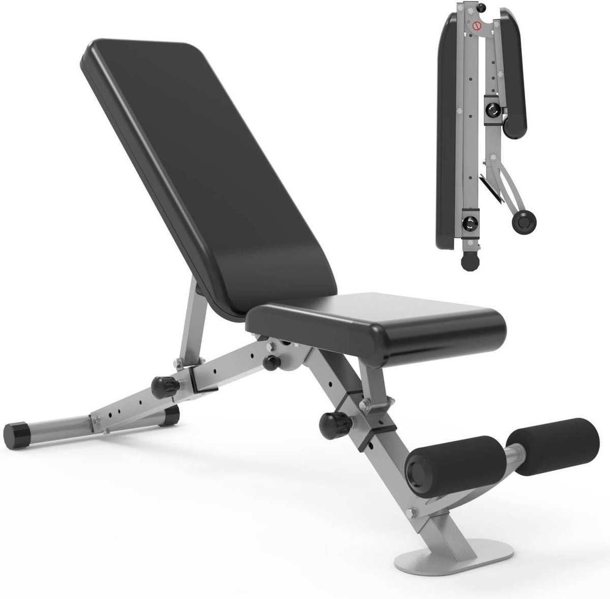 Verstelbare Halterbank - Trainingsbank Fitnessbank - Krachtraining Thuis - Automatisch Slot - Opvouwbaar - Zwart
