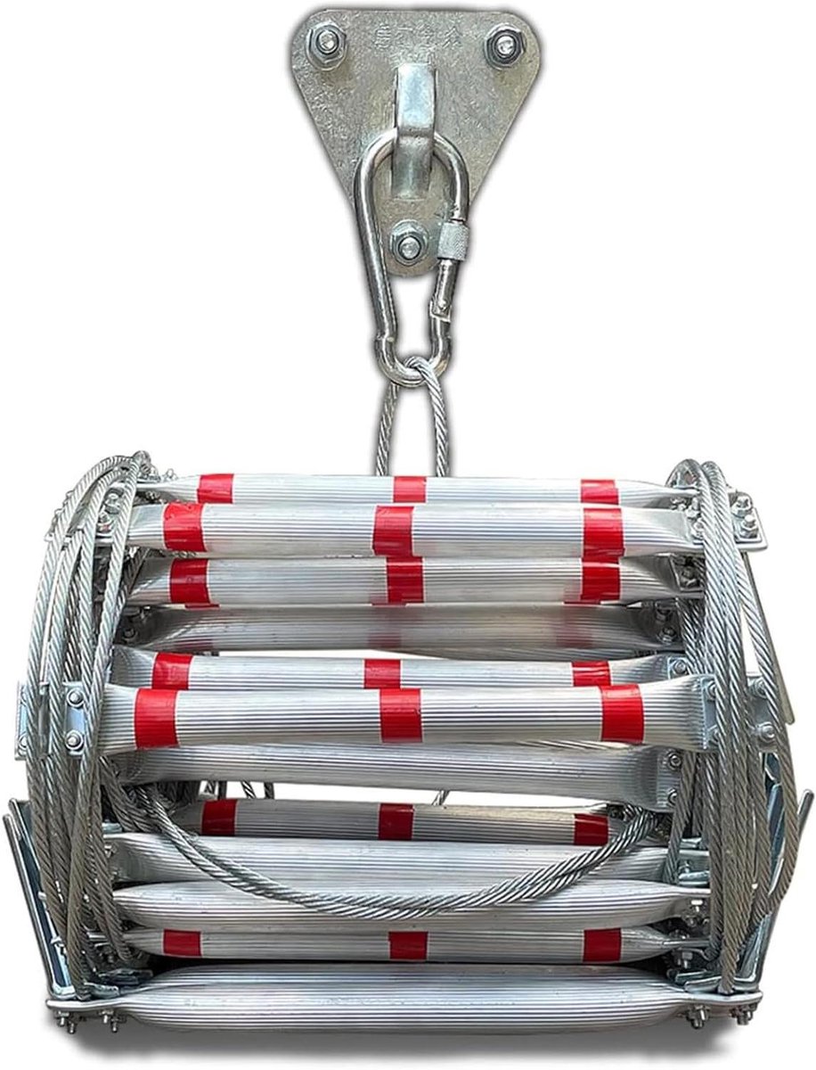 Noodkabelladder - Ontsnappingsladder Brandladder - Veilig Ontsnappen - Draagbaar Vlamvertragend - 5m tot 25m - Zilver