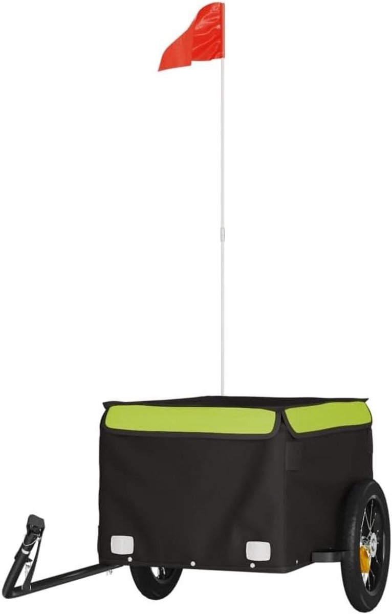 Fietskar - Transportwagen Trolley - Goederen Vervoeren - Robuust IJzeren Frame - 120 x 54 x 44 cm - Zwart Groen