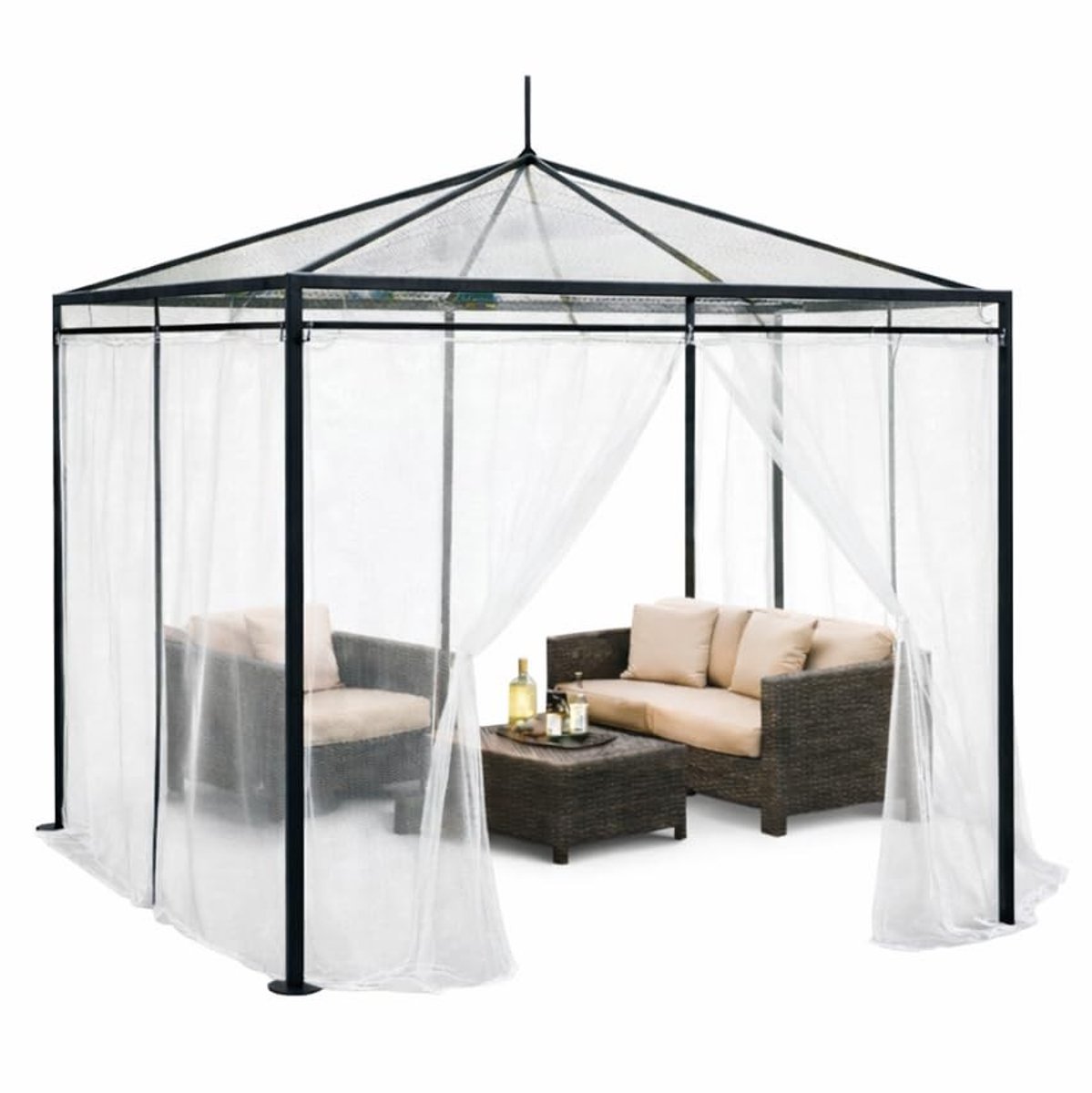 Dailygoods - Gazebo Mosquito Net 4 x 4 m - Bescherming tegen Insecten voor Buiten