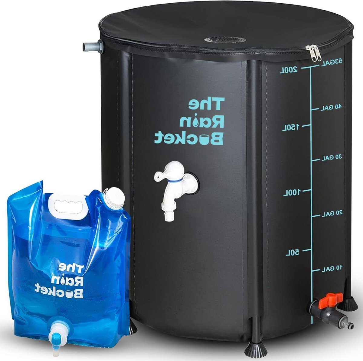 Opvouwbare Regenton - Waterzak Ton - Tuin Bewateren - UV- en Hittebestendig - 53 Gallons - Zwart