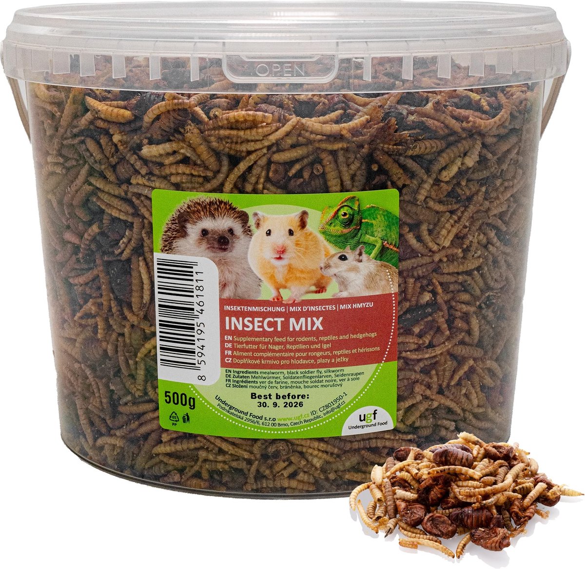 Dailygoods- Insectenmix 500 g - Egelvoer - Gerbilvoer - Hamstervoer - Rattenvoer - Hagedissenvoer - Rijk aan eiwitten - Dierenvoer