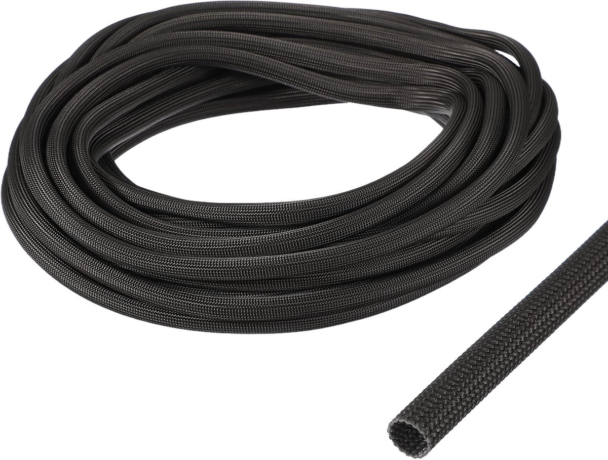 Dailygoods - Kabelbescherming 10m - Flexibele Hittebestendige Glasvezelslang Zwart